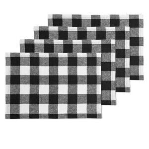 Solino Home 100% Pure Linen Placemats 14 x 19" Fall/Winter Buffalo Check
